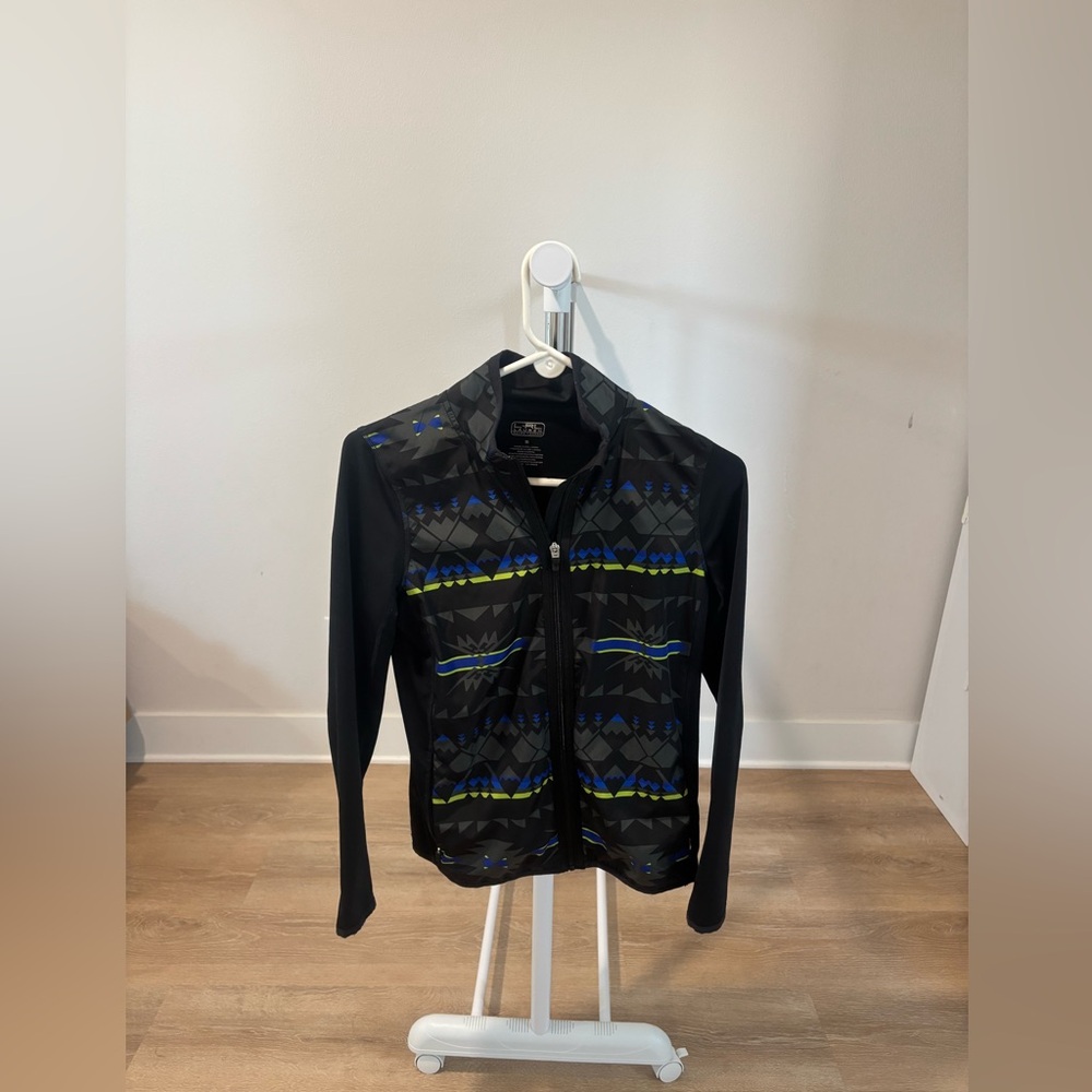 Ralph Lauren Black Geometric-Pattern Zip Jacket